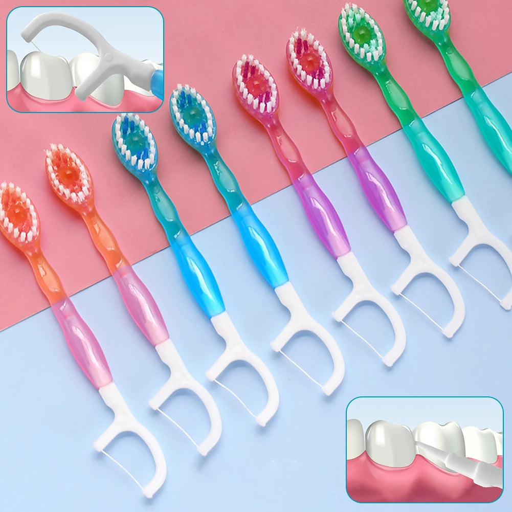 Disposable Mini Toothbrushes with Toothpaste Tongue Scraper Flosses Portable Soft All in 1 Toothbrush Kit for Personal-Hygiene
