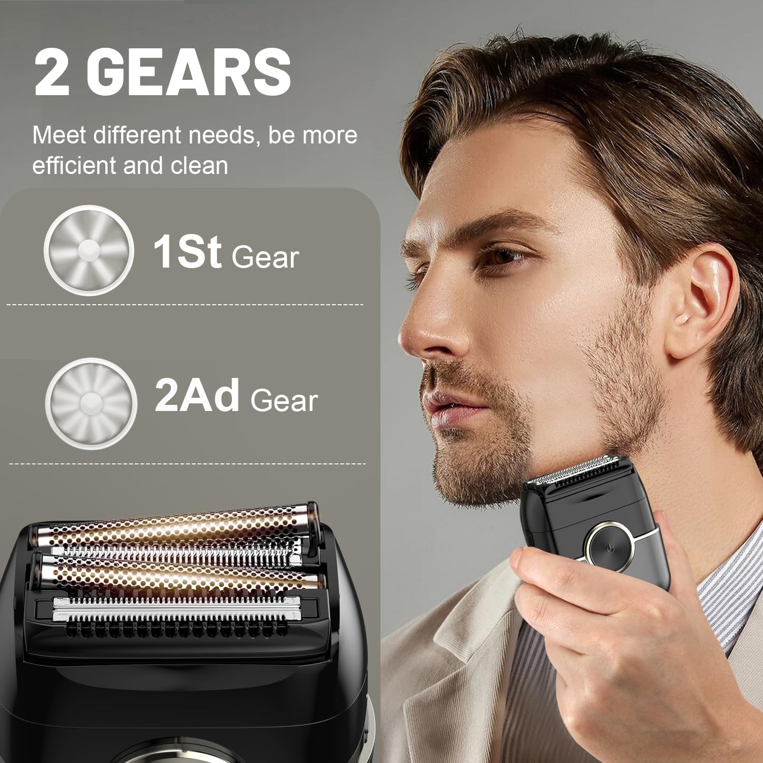 Electric Foil Shavers for Men: Upgraded Mini Electric Razor with 4 Floating Blades & Big LED Display - Foil Shaver for Men with 2 Gears Adjustable - Face Shaver with IPX7 Waterproof Wet/Dry,Usb Type C