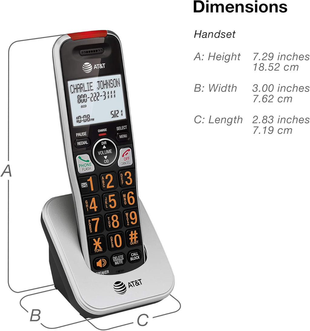 BL102-2 DECT 6.0 2-Handset Cordless Phone for Home with Answering Machine, Call Blocking, Caller ID Announcer, Audio Assist, Intercom, and Unsurpassed Range, Silver/Black