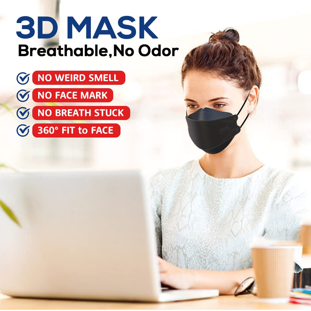 KN95 Face Masks 100 Pack, Breathable Comfortable and Disposable KN95 Mask, Black