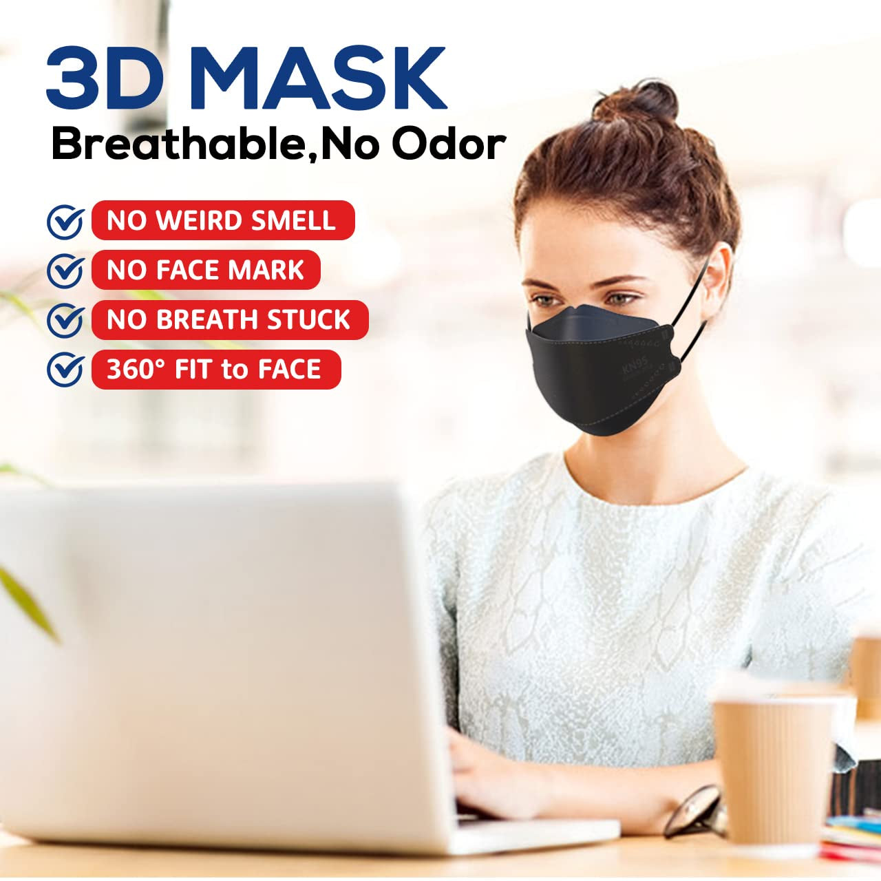 KN95 Face Masks 100 Pack, Breathable Comfortable and Disposable KN95 Mask, Black