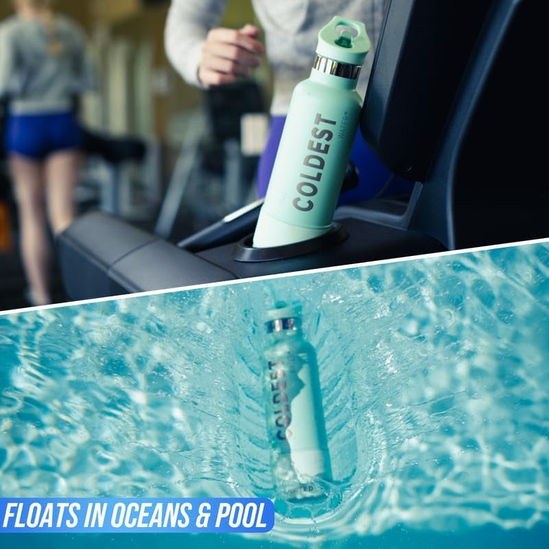 Coldest Insulated Water Bottle with Straw Lid - Stainless Steel Metal Thermos for Men & Women (Oceanic Green, 32 Oz)