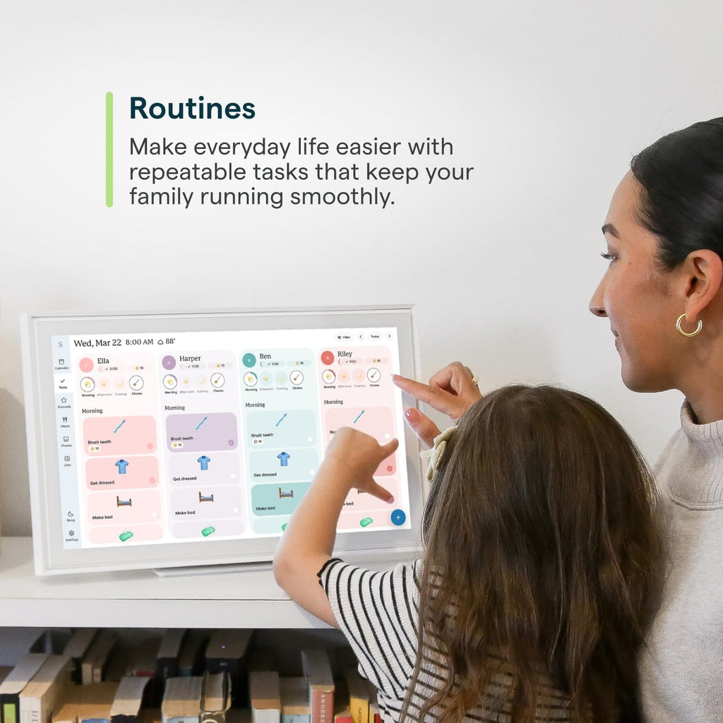 Calendar: 15-Inch Wall Planner Digital Calendar & Chore Chart, Smart Touchscreen Interactive Display for Family Schedules – Wall Mount Included, Great for Organizing Your 2025 Calendar