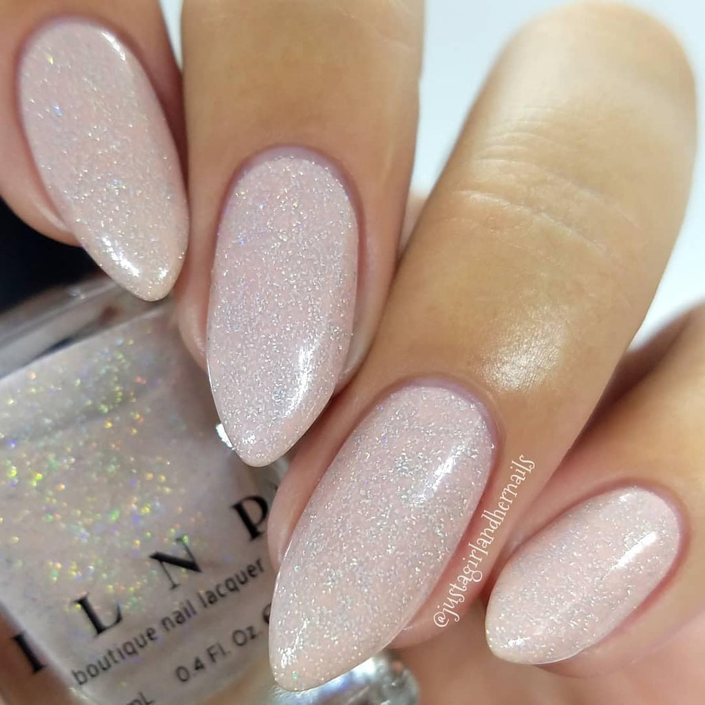 ILNP Birthday Suit - Cashmere Pink Holographic Nail Polish, Neutral Nude, Chip Resistant Manicure, Non-Toxic, Vegan, Cruelty Free, 12Ml