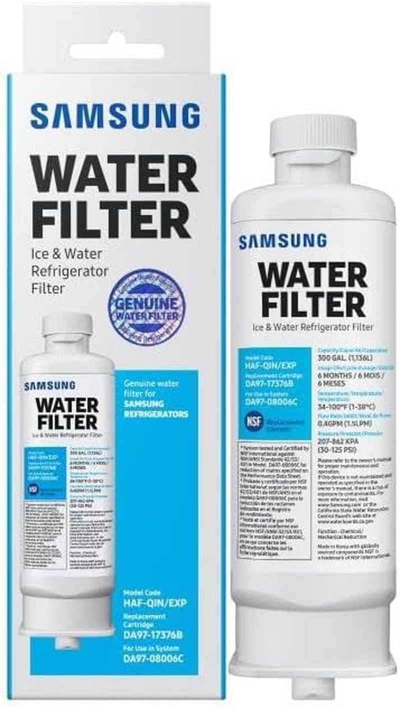 Genuine Filter for Refrigerator Water and Ice, Carbon Block Filtration, Reduces 99% of Harmful Contaminants for Clean, Clear Drinking Water, 6-Month Life, HAF-QIN/EXP, 1 Pack