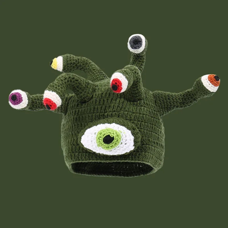 New Creative Hip Hop Funny Hand Knit Wool Hat Men Halloween Party Couples Beanie Caps Cartoon Octopus Tentacle Eyes Skull Cap