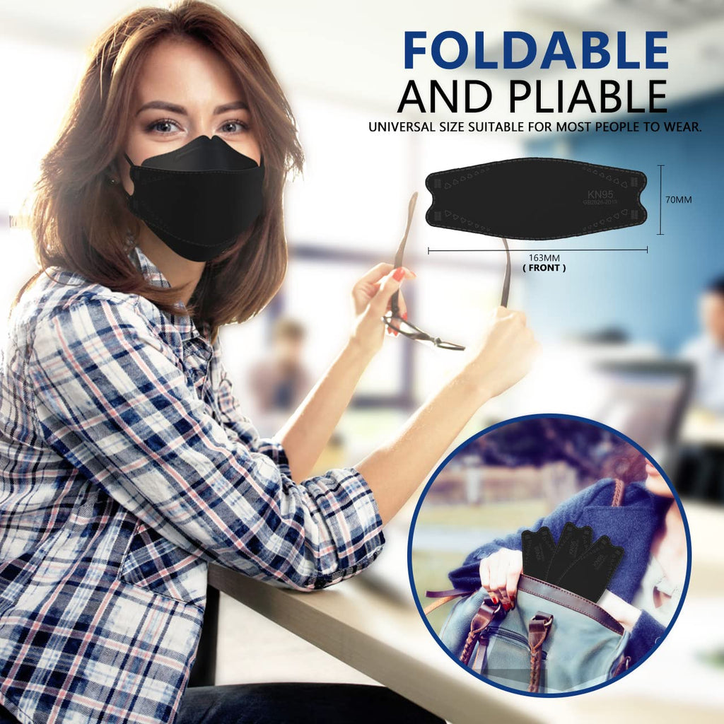 KN95 Face Masks 100 Pack, Breathable Comfortable and Disposable KN95 Mask, Black