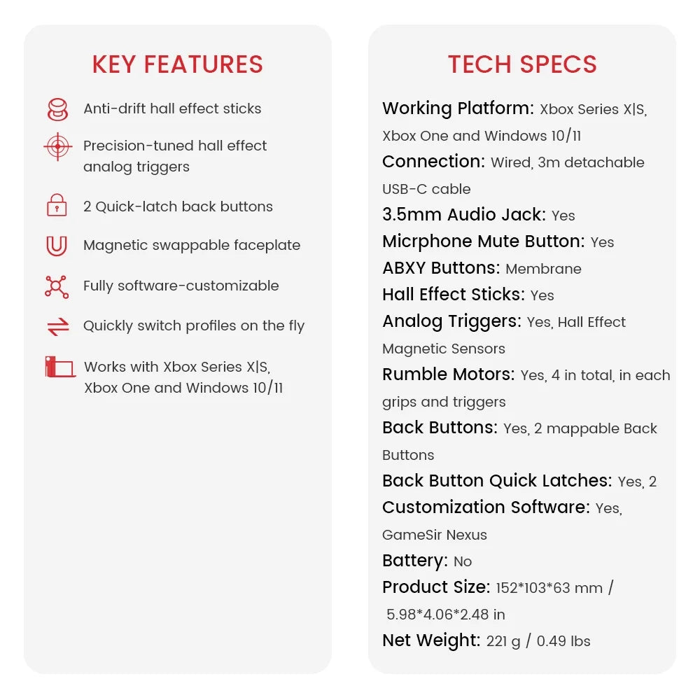 G7 SE Wired Controller for Xbox Series X|S, Xbox One & Windows 10/11, Plug and Play Gaming Gamepad with Hall Effect Joysticks/Hall Trigger, 3.5Mm Audio Jack