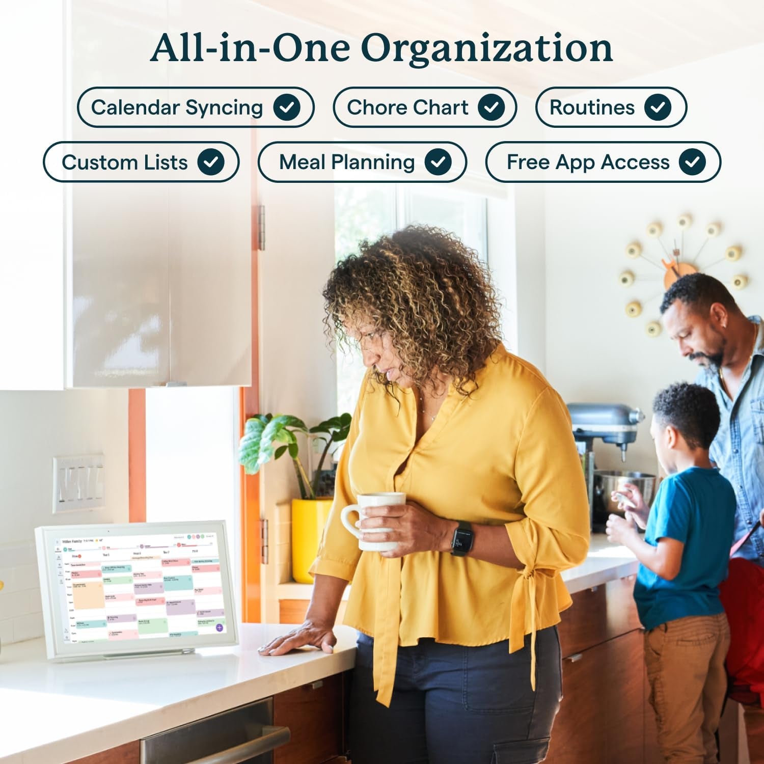 Calendar: 15-Inch Wall Planner Digital Calendar & Chore Chart, Smart Touchscreen Interactive Display for Family Schedules – Wall Mount Included, Great for Organizing Your 2025 Calendar