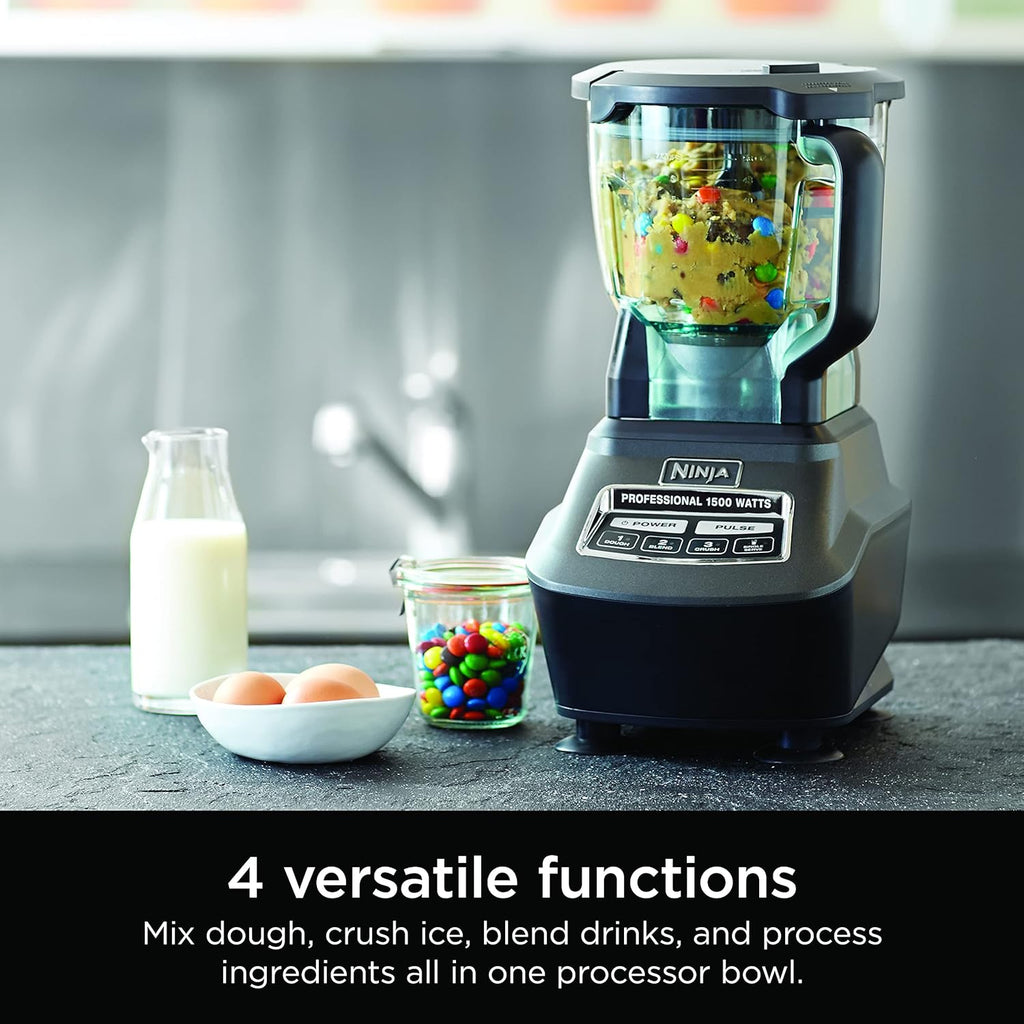 Blender, Food Processor, Blender For-Smoothies, Includes Pitcher, Smoothie Cup, and 8-Cup Bowl, Salsa, Dough, Shakes, Slush, and Frozen Drinks, Mega Kitchen System, 120 Volts, Black, BL770AMZ