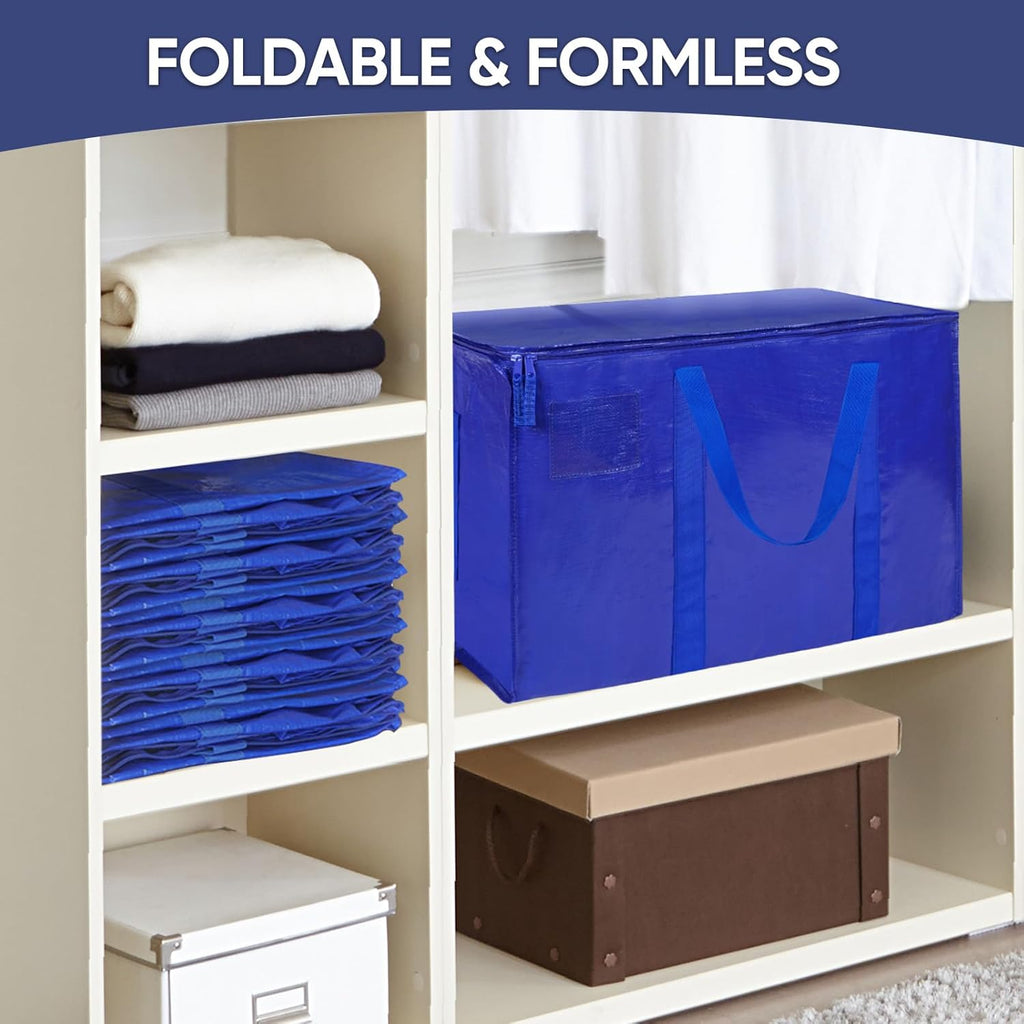 6 Pack Extra Large Moving Bags with Zippers & Carrying Handles, Heavy-Duty Storage Tote Moving Boxes for Space Saving