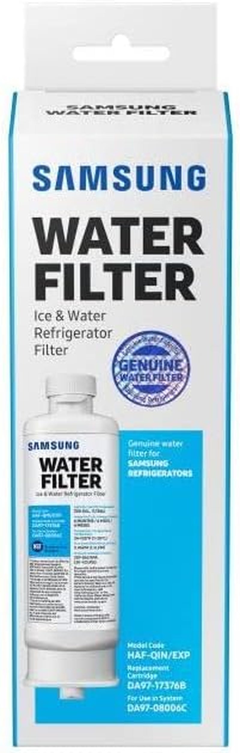 Genuine Filter for Refrigerator Water and Ice, Carbon Block Filtration, Reduces 99% of Harmful Contaminants for Clean, Clear Drinking Water, 6-Month Life, HAF-QIN/EXP, 1 Pack