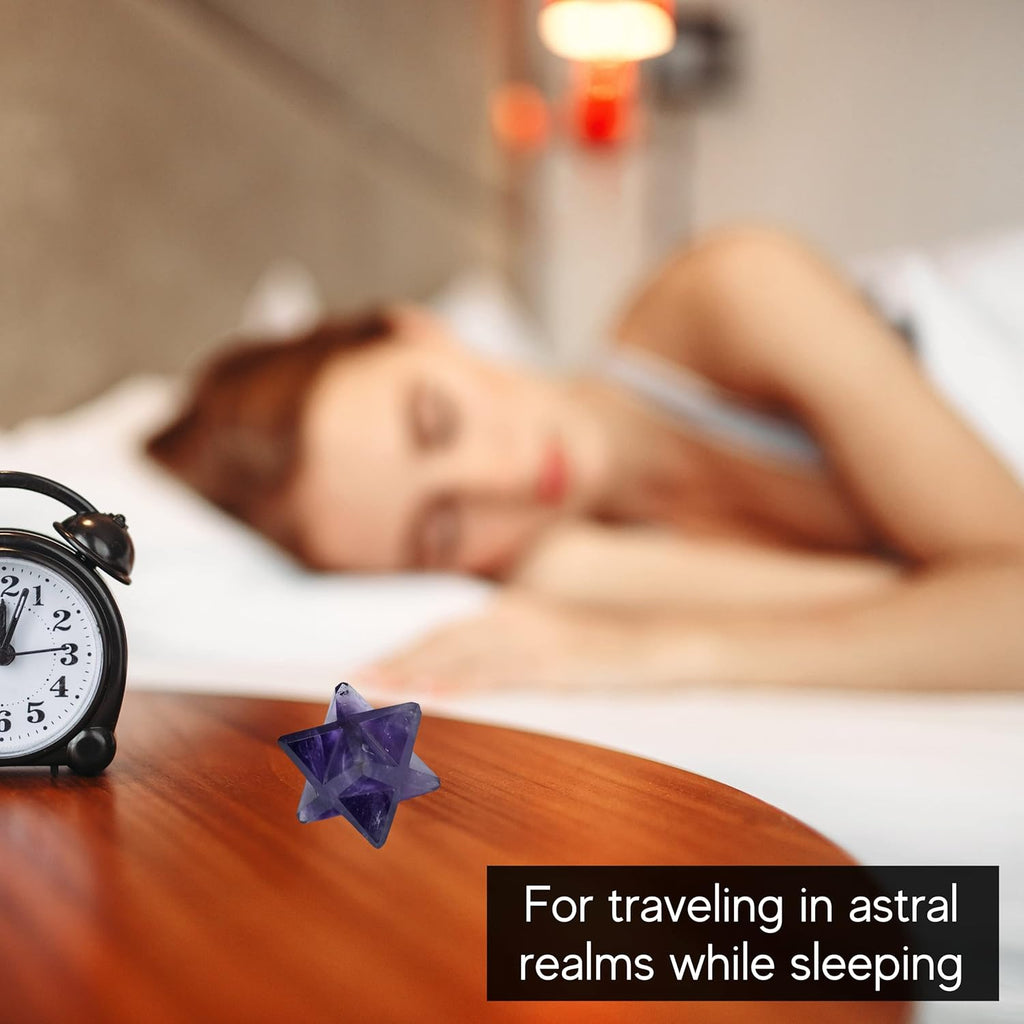 Amethyst Merkaba Crystal - 0.75 Inches Metaphysical Merkaba Star for Meditation - Energetic Tetrahedron Crystal and Healing Stones for Spiritual Growth and Healing (15-20Mm)