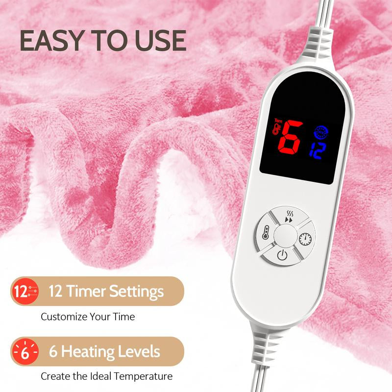 VUSIGN Heated Blanket Electric Throw, Full Body Electric Blanket - 6 Heat Levels, 4/10 Auto-Off, Flannel Sherpa, Machine Washable, Gift for Winter, Cozy Night, Home Use, Valentine'S Day Gift, Christmas Gift