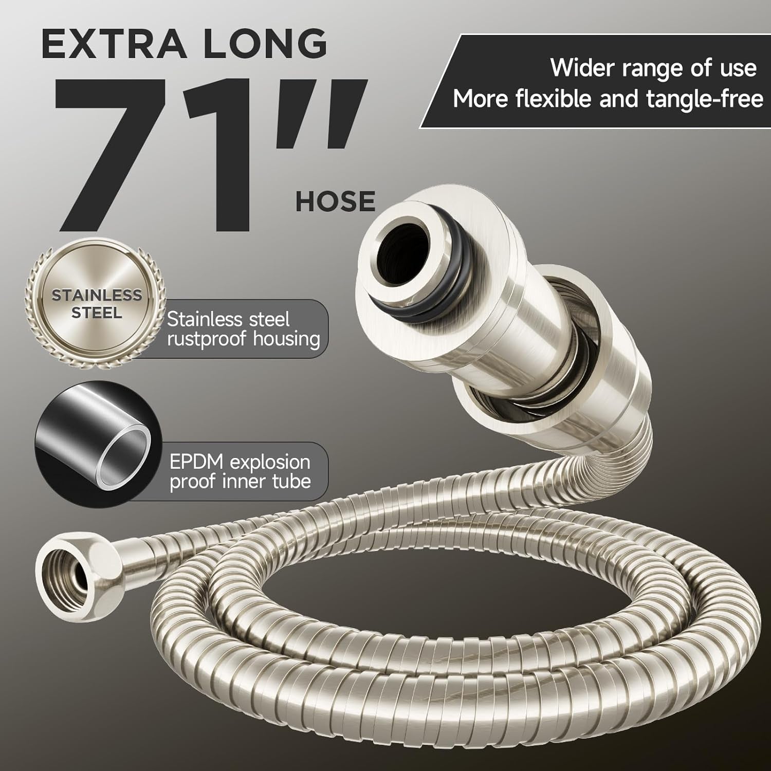 Brushed Nickel Wide Rain Shower Head with 6 Modes Handheld Water Spray, High Pressure Showerhead Combo with Arm, Adjustable Dual Shower with Anti-Clog Nozzles