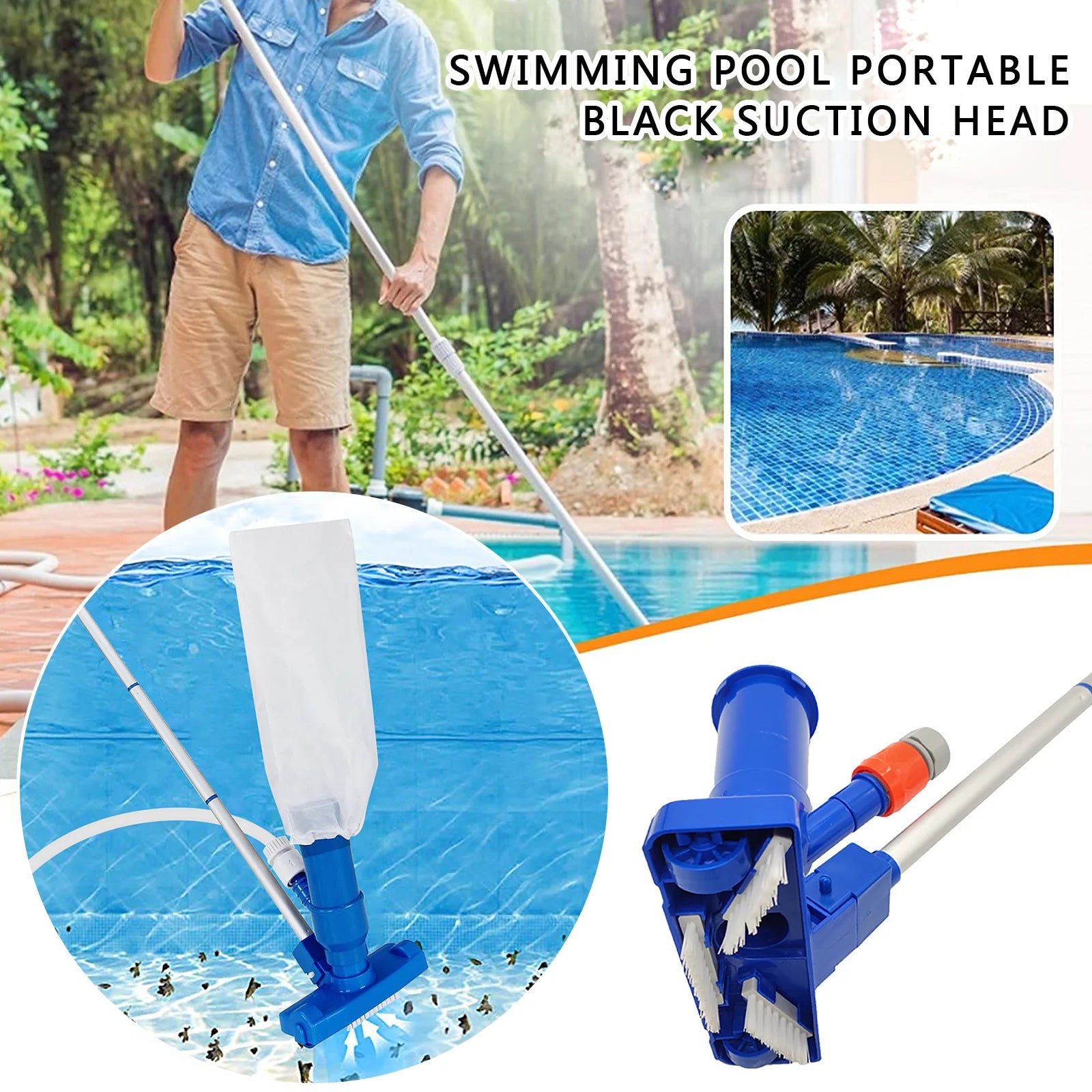 Portable Swimming Pool Cleaning Tool Kit with 5 Section Pole Pool Spa Jet Vacuum Cleaner for above Ground Pool Spa Pond Hot Tub