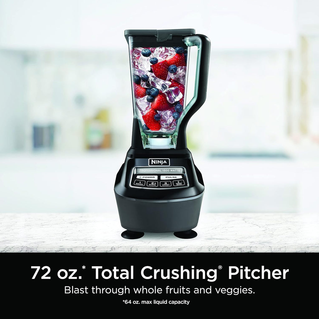 Blender, Food Processor, Blender For-Smoothies, Includes Pitcher, Smoothie Cup, and 8-Cup Bowl, Salsa, Dough, Shakes, Slush, and Frozen Drinks, Mega Kitchen System, 120 Volts, Black, BL770AMZ