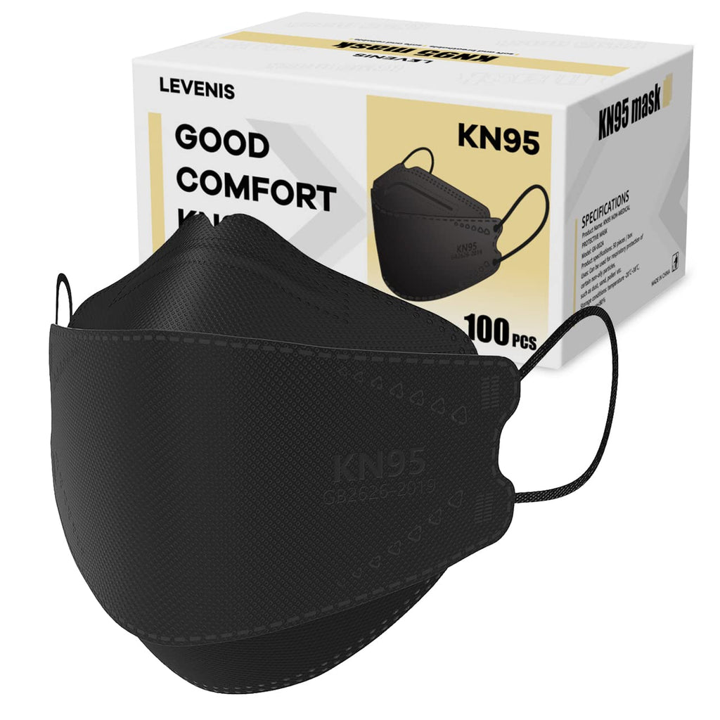 KN95 Face Masks 100 Pack, Breathable Comfortable and Disposable KN95 Mask, Black