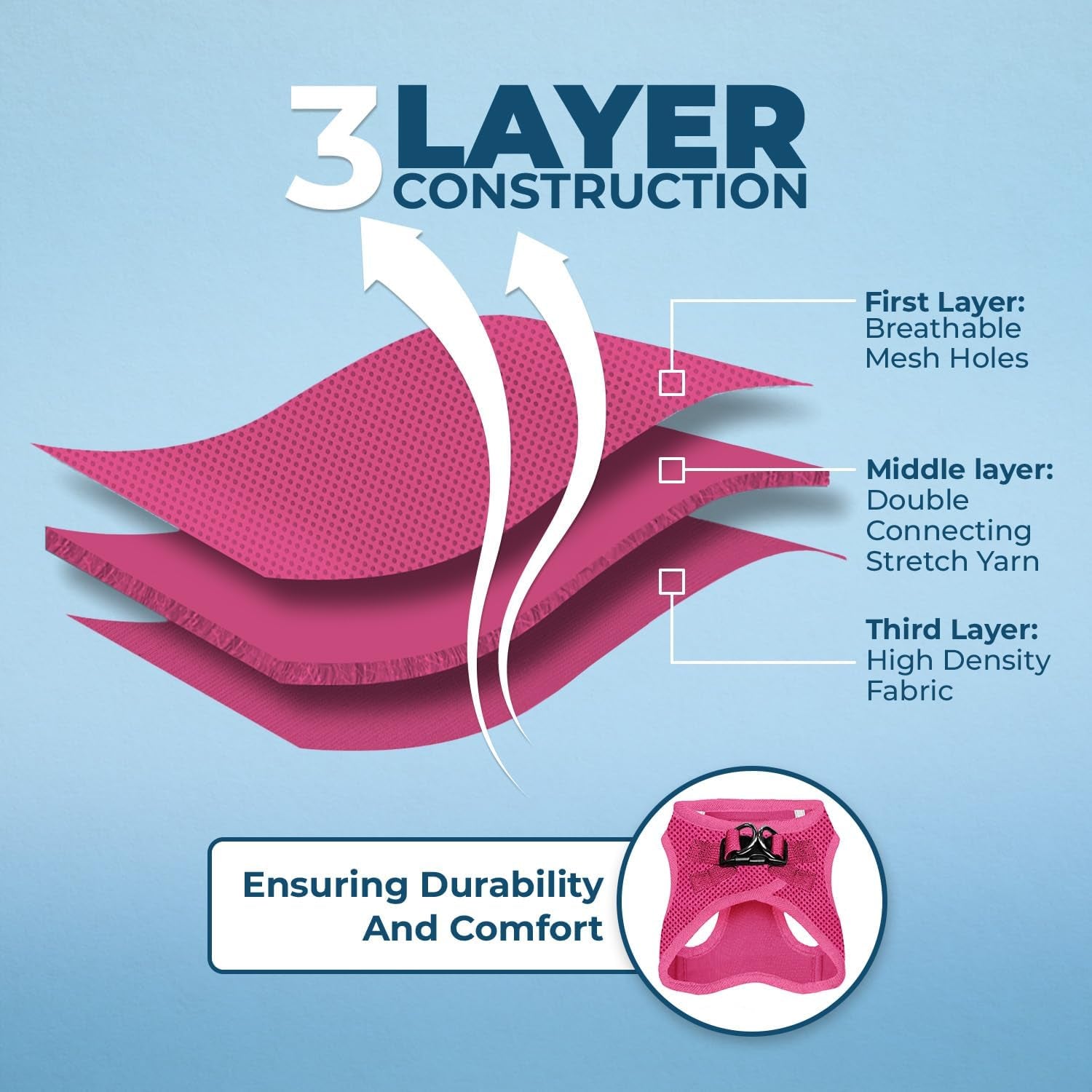 Voyager Step-In Air Harness - All Weather Mesh, Reflective, No Pull Harness for Dogs, Cats - Secure with Hook & Loop Fastener, Buckle, Double D-Rings - Fuchsia, S