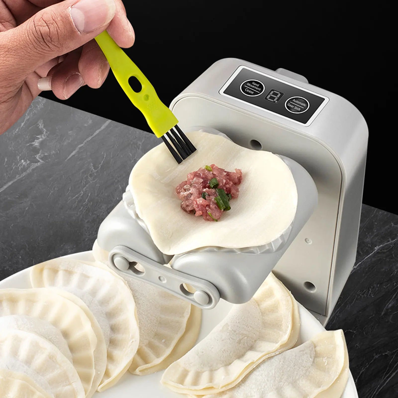 Electric Dumpling Maker 1200Mah Rechargeable Automatic Dumpling Maker with Filling Spoon Brush 2 Modes Efficient Dumpling Maker
