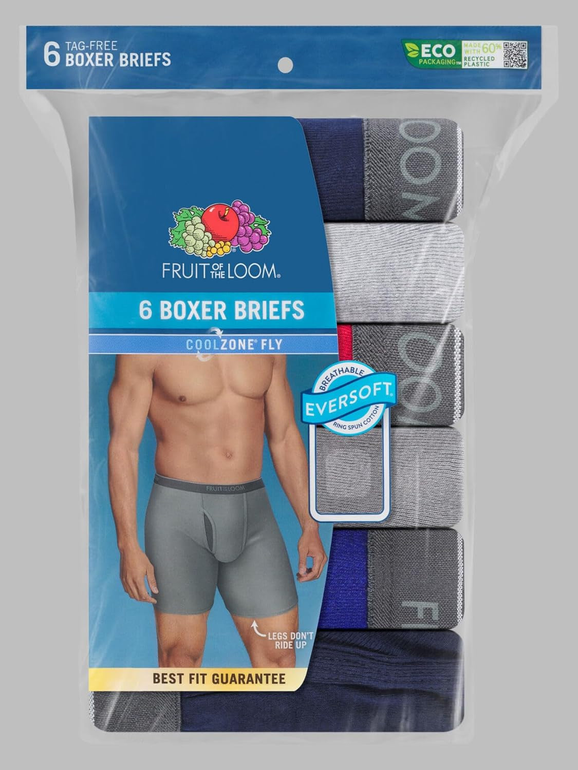 Men's Coolzone Boxer Briefs - Moisture-Wicking and Breathable Assorted Color Multipacks