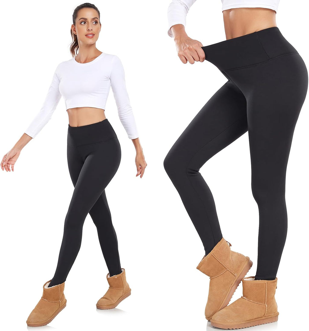 Women's High-Waisted Thick Fleece-Lined Thermal Leggings for Winter Yoga and Workout with Tummy Control