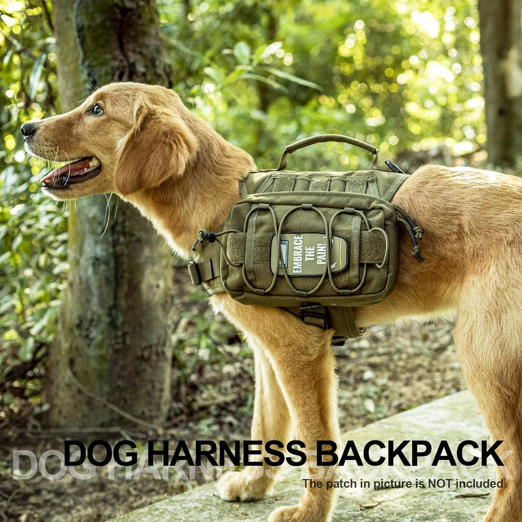 Dog Backpack for Hiking Nylon Dog Harness Backpack with Side Pockets for Large Dog with 17"-23.5" Neck Girth and 25"-31" Chest Girth (Green, Medium)