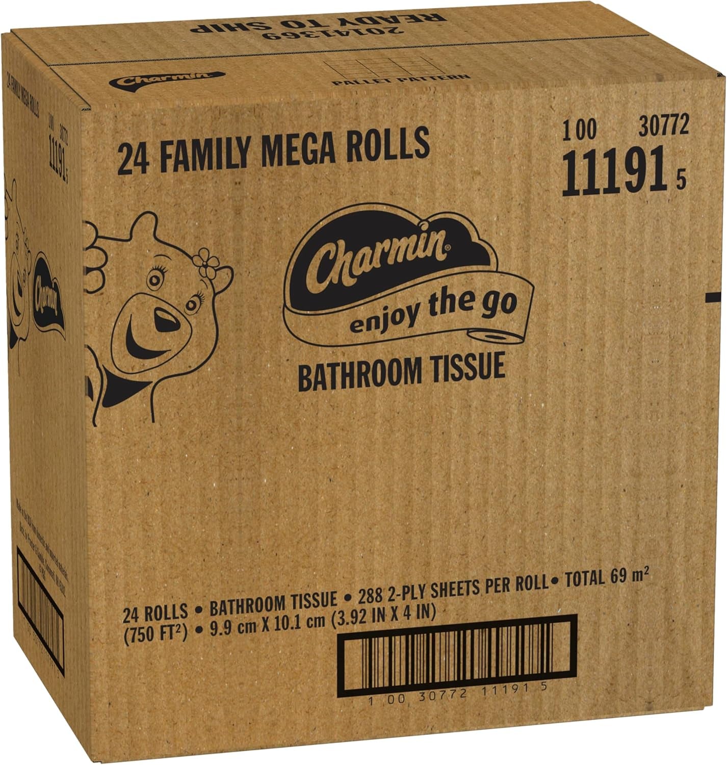 Ultra Soft Cushiony Touch Toilet Paper, 24 Family Mega Rolls = 123 Regular Rolls