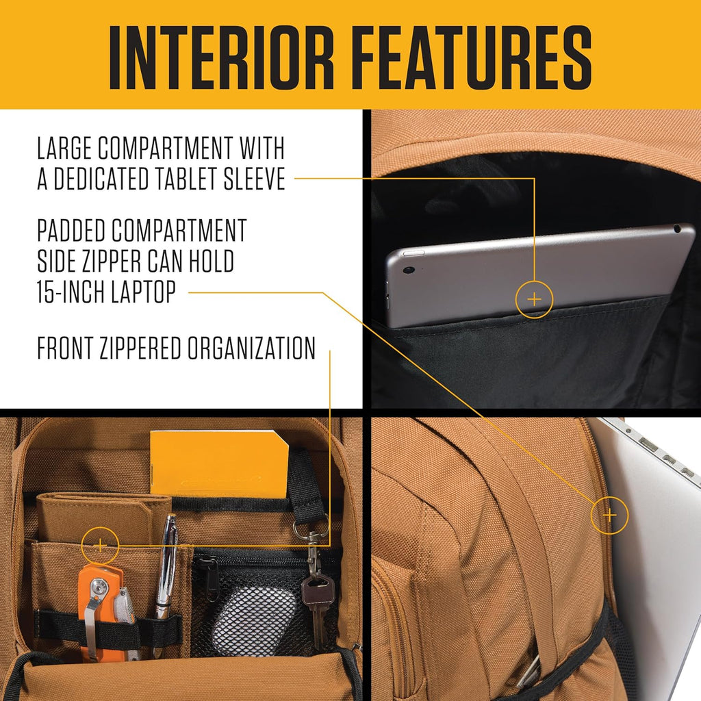 28L Dual-Compartment Backpack, Durable Pack with Laptop Sleeve and Duravax Abrasion Resistant Base, Black