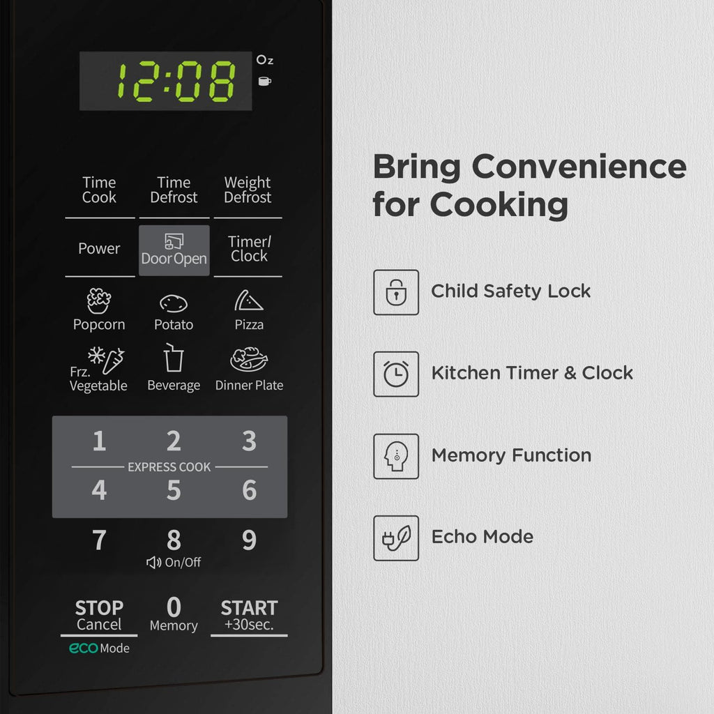 COMFEE EM720CPL-PMB Countertop Microwave Oven with Sound On/Off, ECO Mode and Easy One-Touch Buttons, 0.7 Cu Ft, Black