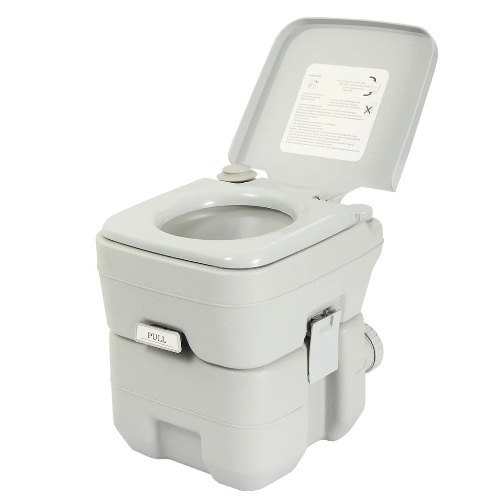 5.3 Gallon Portable Toilet, Outdoor Travel Toilet, Outdoor Toilet for Camping, Hiking, Boating, Gray