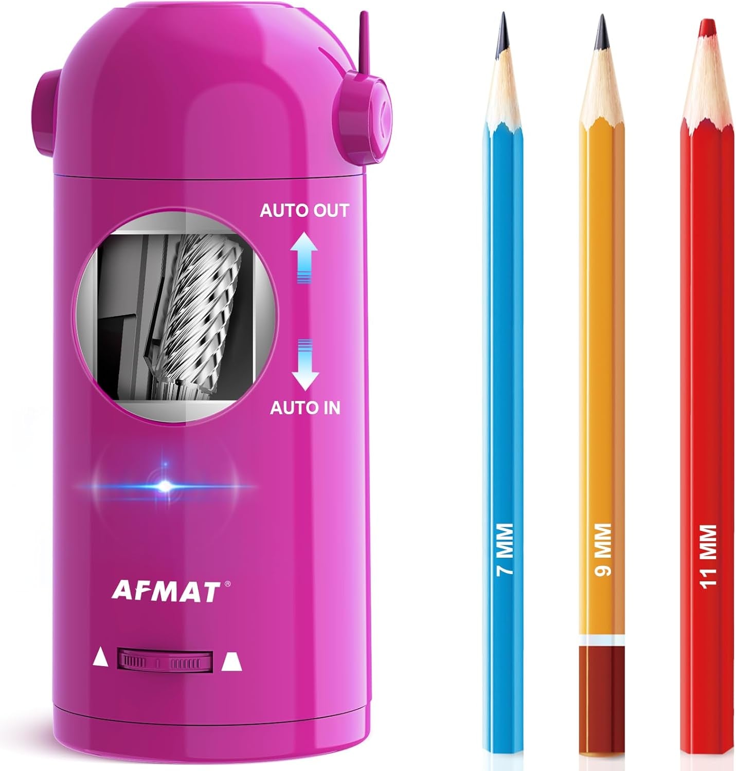Electric Pencil Sharpener for Colored Pencils, Fully Automatic Robot Pencil Sharpener, Auto in & Out, Rechargeable Hands-Free for 7-11.5Mm Jumbo Pencils, Home, Classroom
