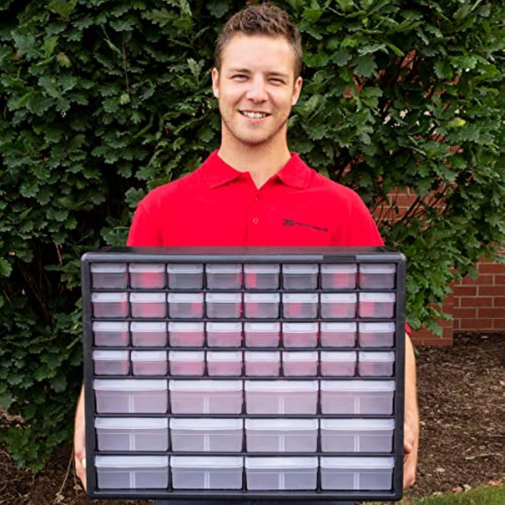 44-Drawer Plastic Drawer Storage Cabinet for Garage Organization, Bead Organizer, Building Bricks Storage, Teacher Toolbox, Makeup Organizer, 20-Inch W X 6-Inch D X 16-Inch H, 10144 Black