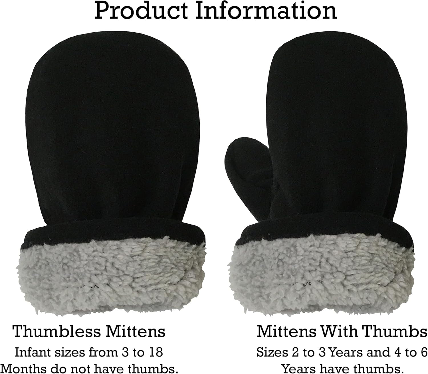 Baby Toddler Mittens Kids 2 Pairs Fleece Gloves Winter Warm Sherpa Lined