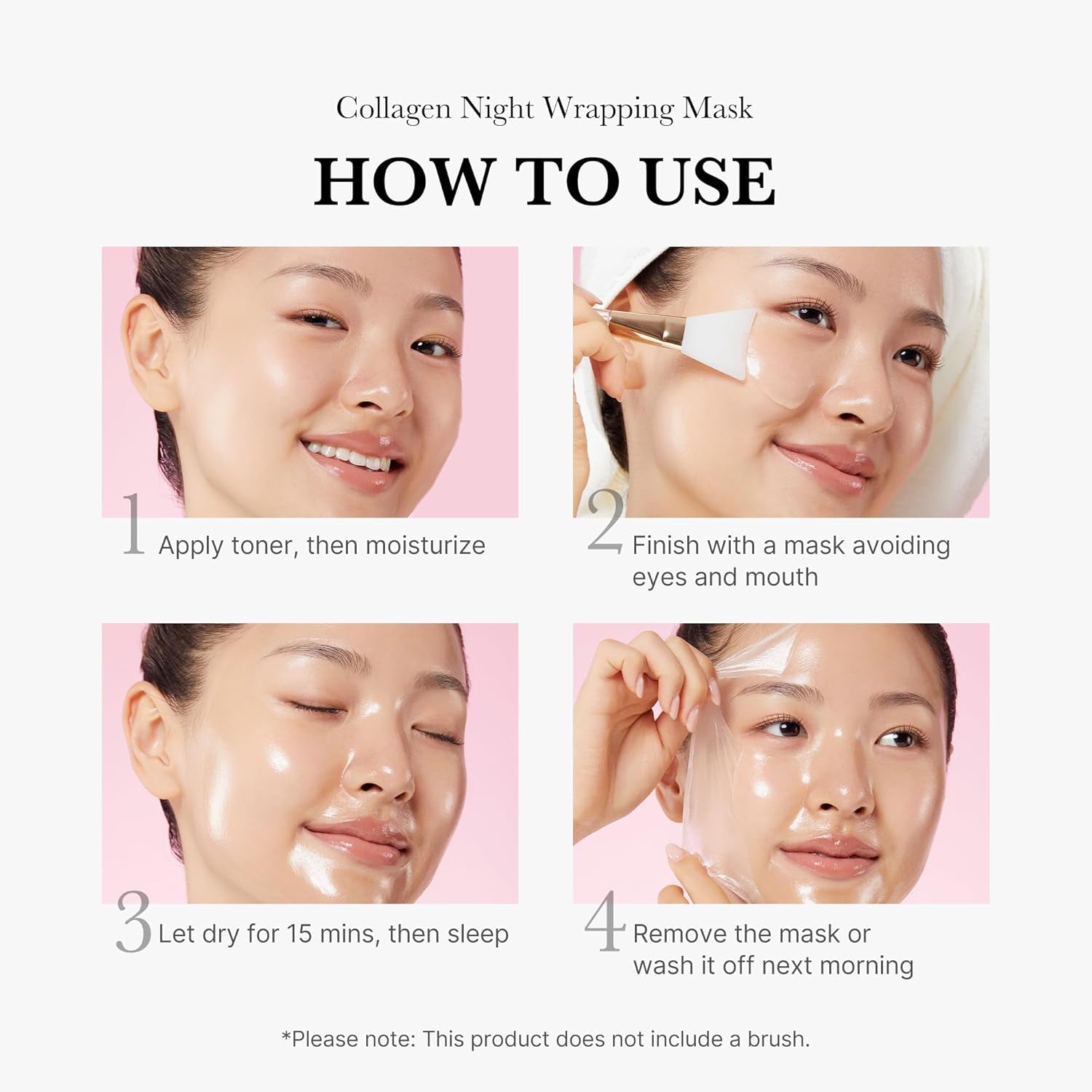 Collagen Overnight Wrapping Peel off Facial Mask Pack - Elasticity & Hydration Care, Reduces Sagging & Dullness - Hydrolyzed Collagen for Glowing Skin - Korean Skin Care, 2.53 Fl.Oz
