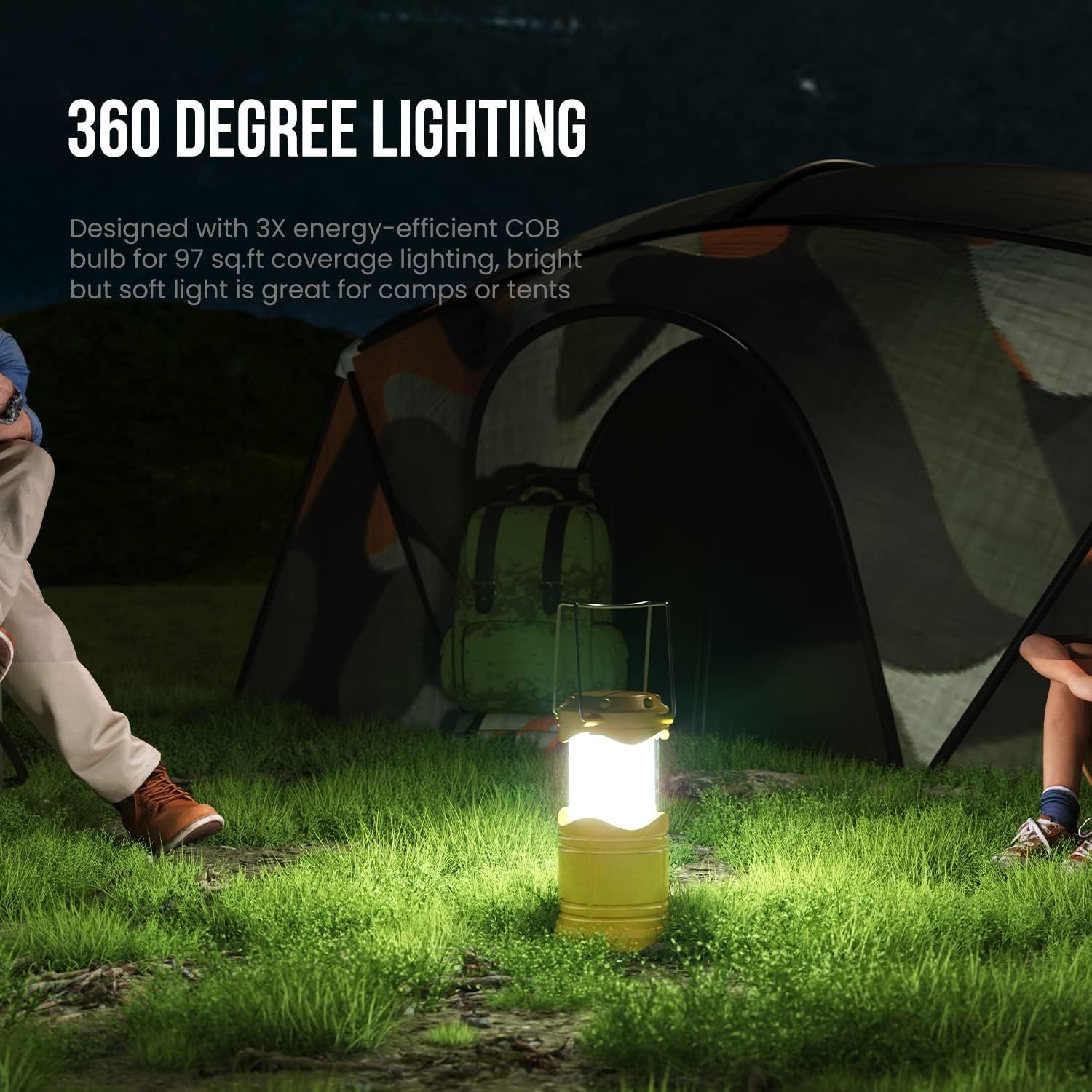 LED Camping Lantern, 4 Pack Battery Powered Flashlight for Power Outages, Portable Collapsible Hanging Light Essential for Home, Outdoor, Emergency Lamp Survival Kit Gear for Hurricane, Yellow