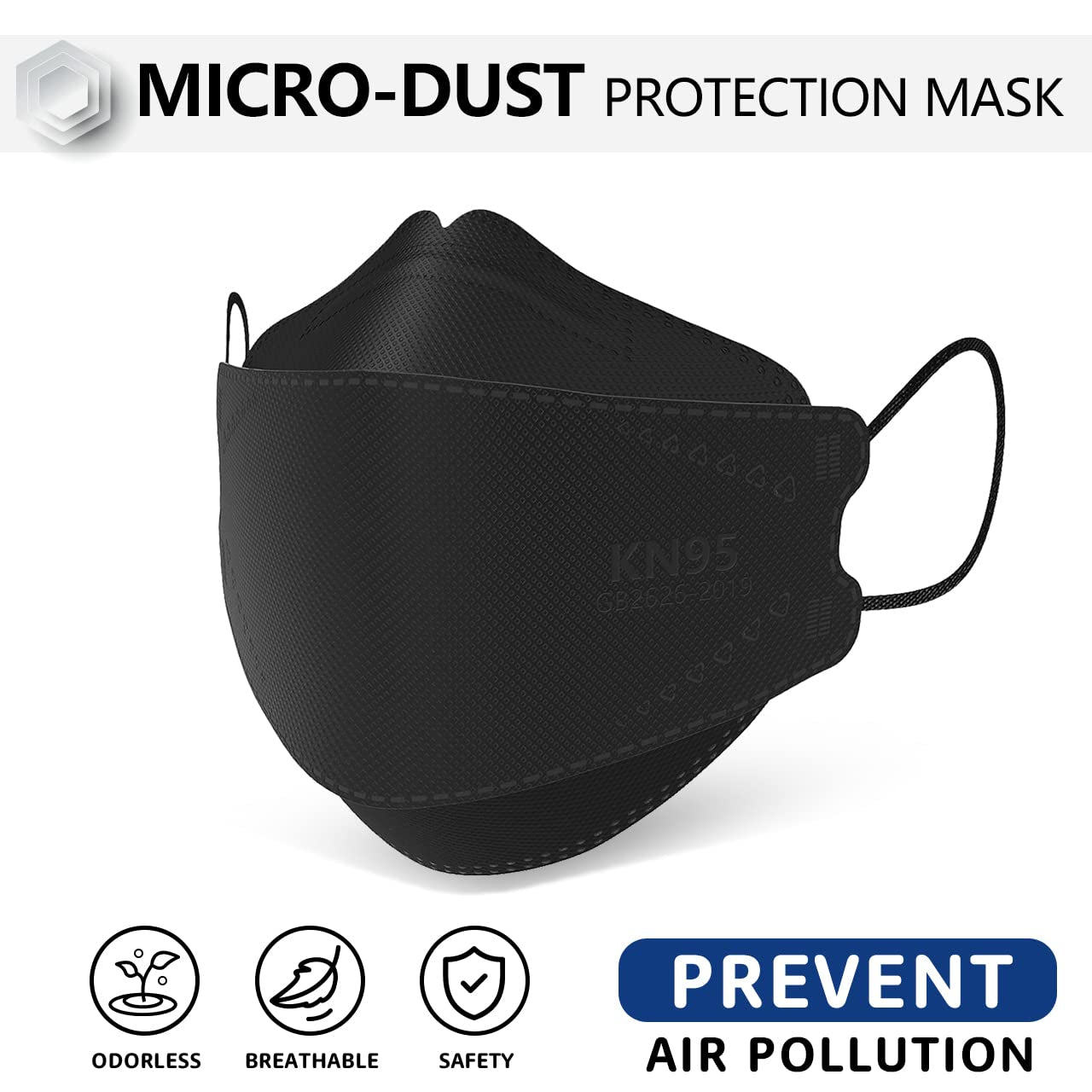 KN95 Face Masks 100 Pack, Breathable Comfortable and Disposable KN95 Mask, Black