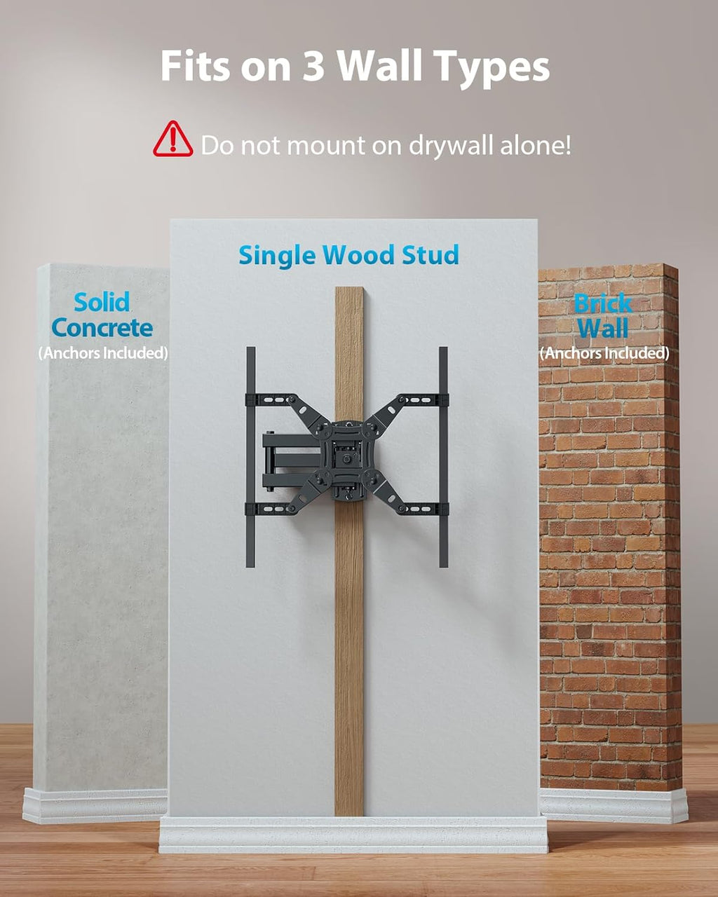 Full Motion TV Wall Mount with LED Light for Echo Show 21/15 and 13″–42″ Tvs up to 44 Lbs, Max VESA 200 X 200Mm, Backlit TV Mount with Music Sync, Rotation Swivel Extension Tilt, PISF06B