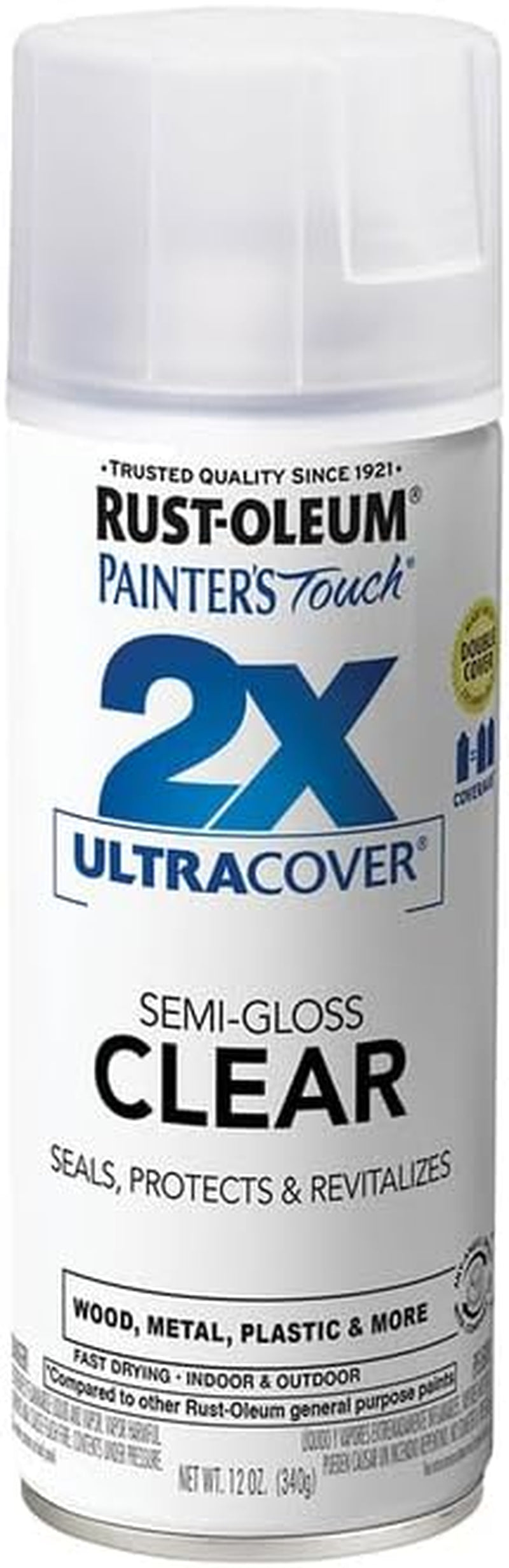 249859 Painter'S Touch 2X Ultra Cover Spray Paint, Semi-Gloss Clear , 12 Ounce (Pack of 1)